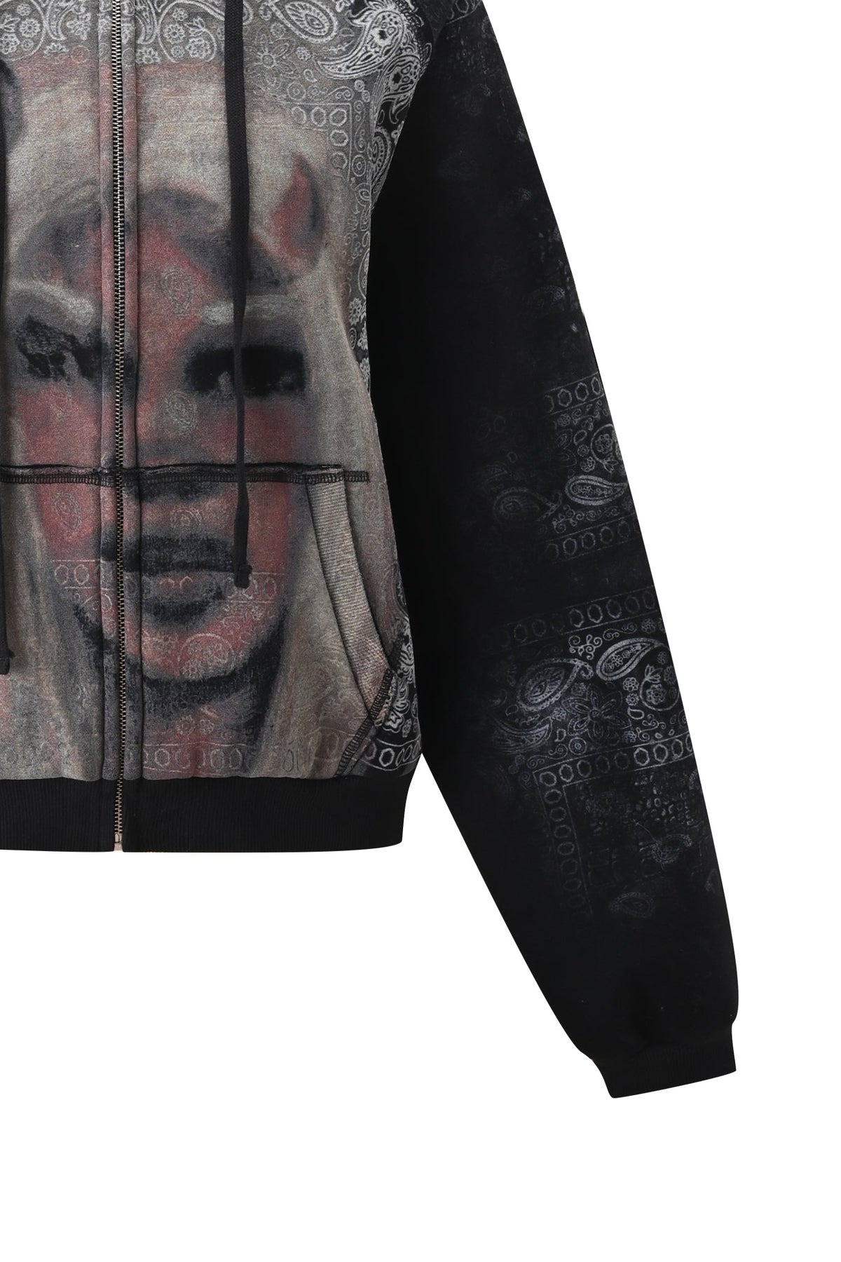 T-REX ZIP THRU HOODIE - BLACK BANDANA