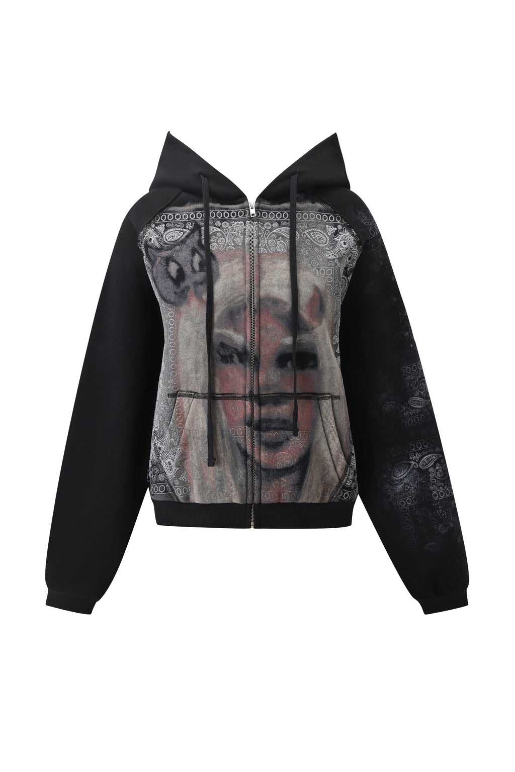 T-REX ZIP THRU HOODIE - BLACK BANDANA