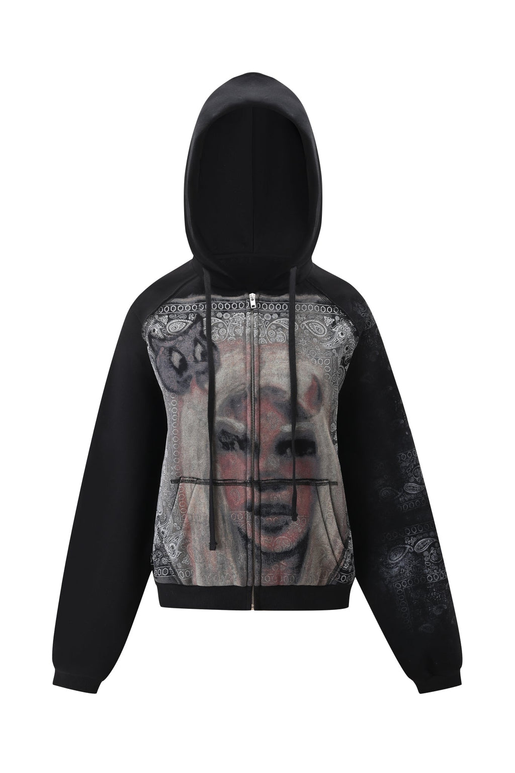 T-REX ZIP THRU HOODIE - BLACK BANDANA