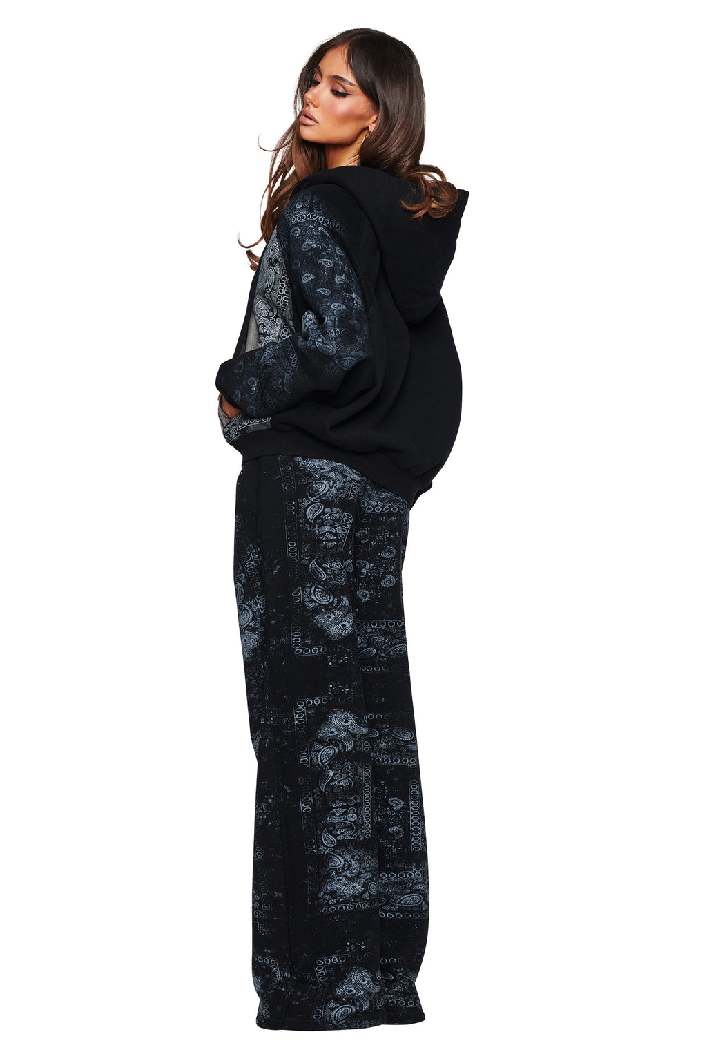 T-REX ZIP THRU HOODIE - BLACK BANDANA