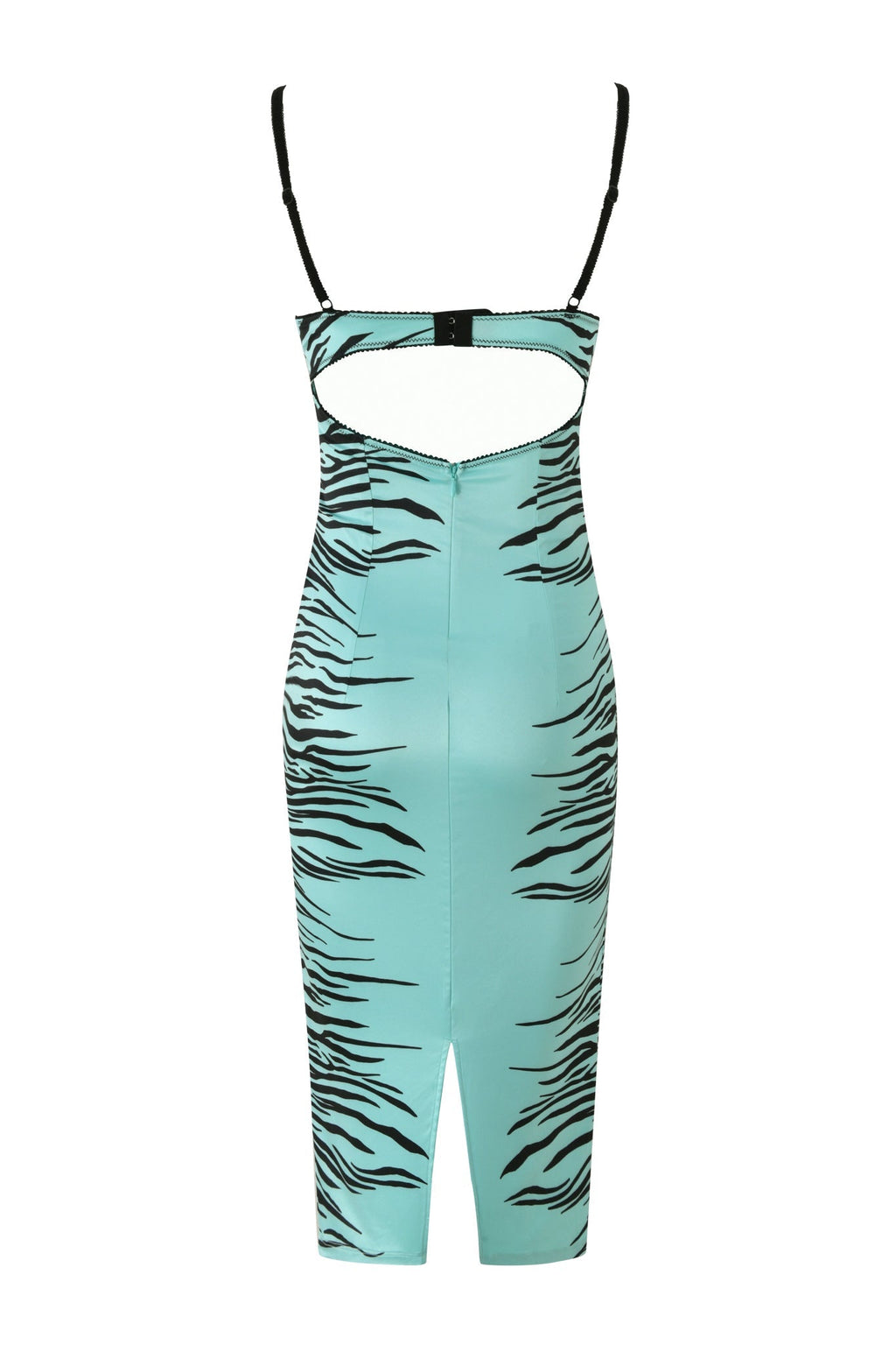 CASSY MIDI DRESS - AQUA FINE LINE ZEBRA
