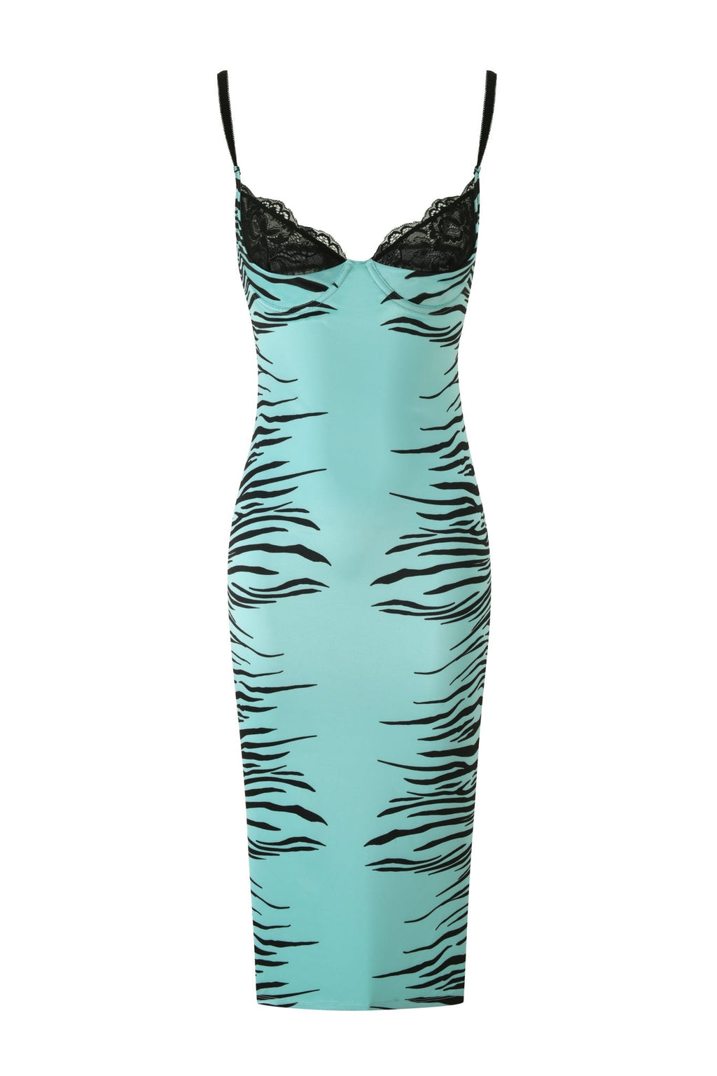 CASSY MIDI DRESS - AQUA FINE LINE ZEBRA