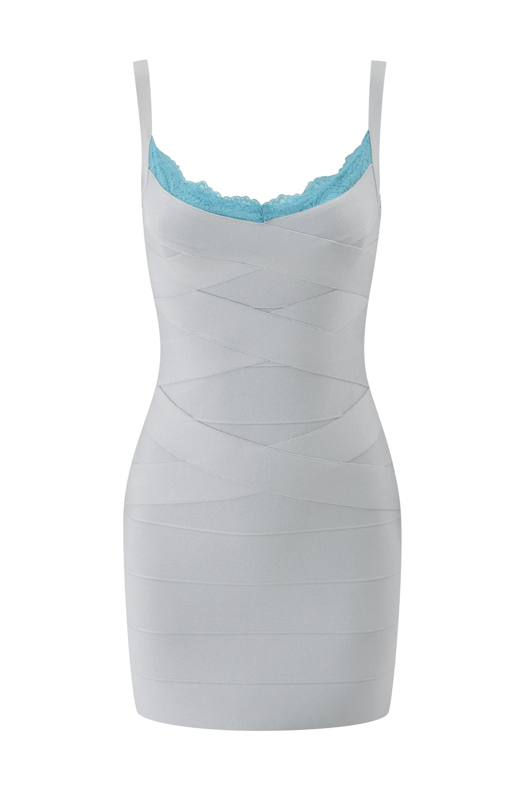 RAYE BANDAGE LACE MINI DRESS  - GREY