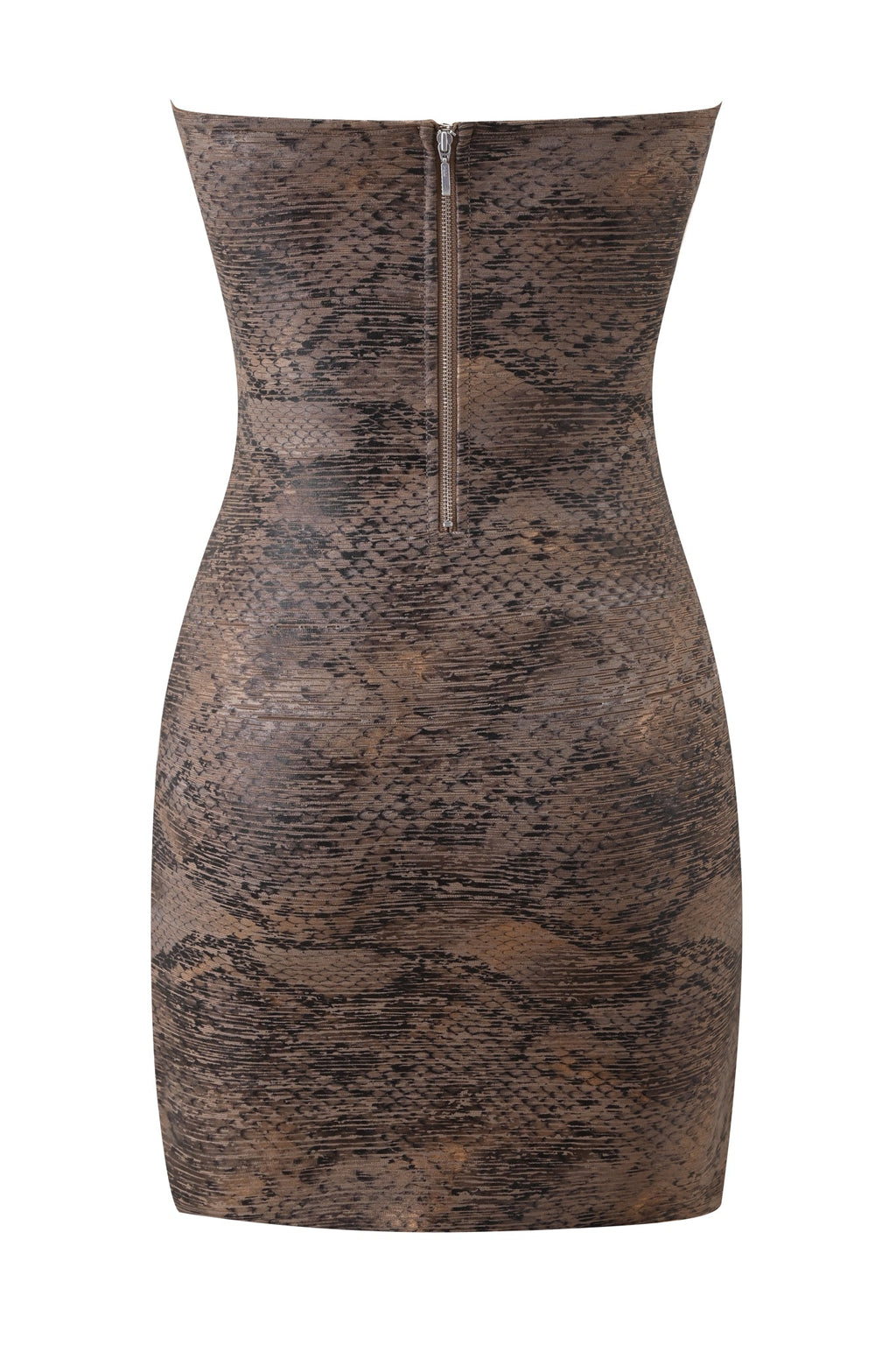 NIKA REPTILE BANDAGE MINI DRESS - BRONZE PYTHON