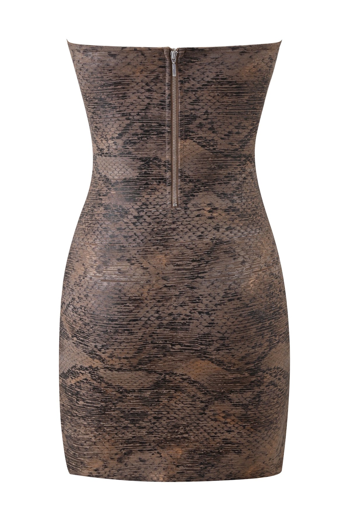 NIKA REPTILE BANDAGE MINI DRESS - BRONZE PYTHON
