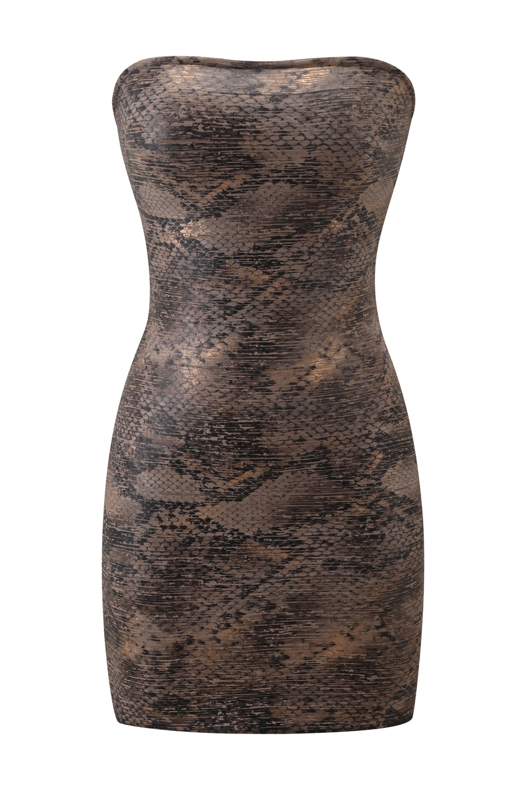 NIKA REPTILE BANDAGE MINI DRESS - BRONZE PYTHON