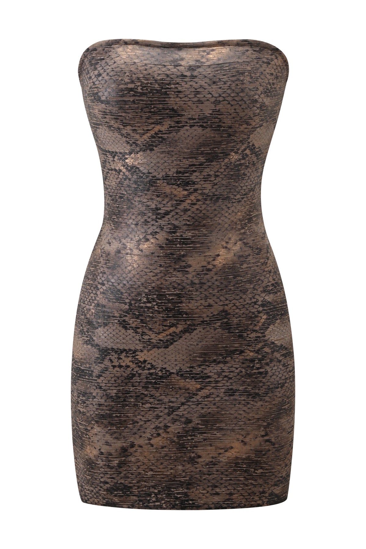 NIKA REPTILE BANDAGE MINI DRESS - BRONZE PYTHON