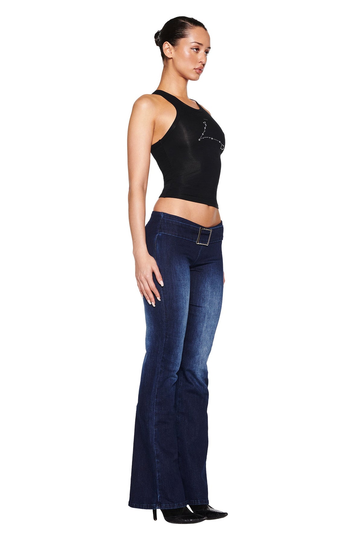 SHARAH DENIM PANT - BLUE : DARK BLUE DENIM