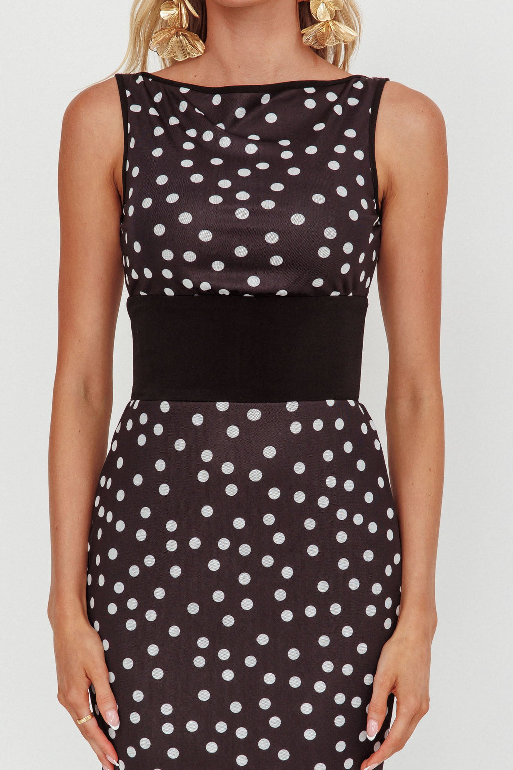 Elza Scoop Back Maxi Dress Spot Black