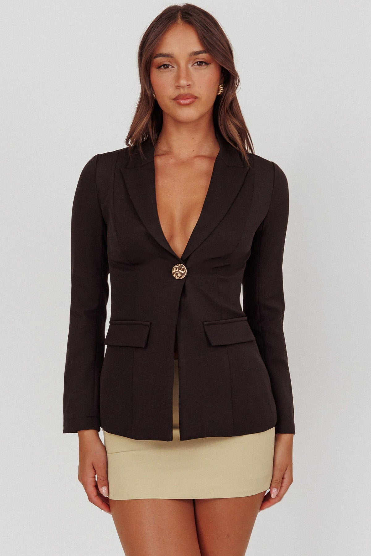 Lynsi Single Button Jacket Black