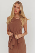 Eniola Asymmetric Neckline Halter Top Chocolate