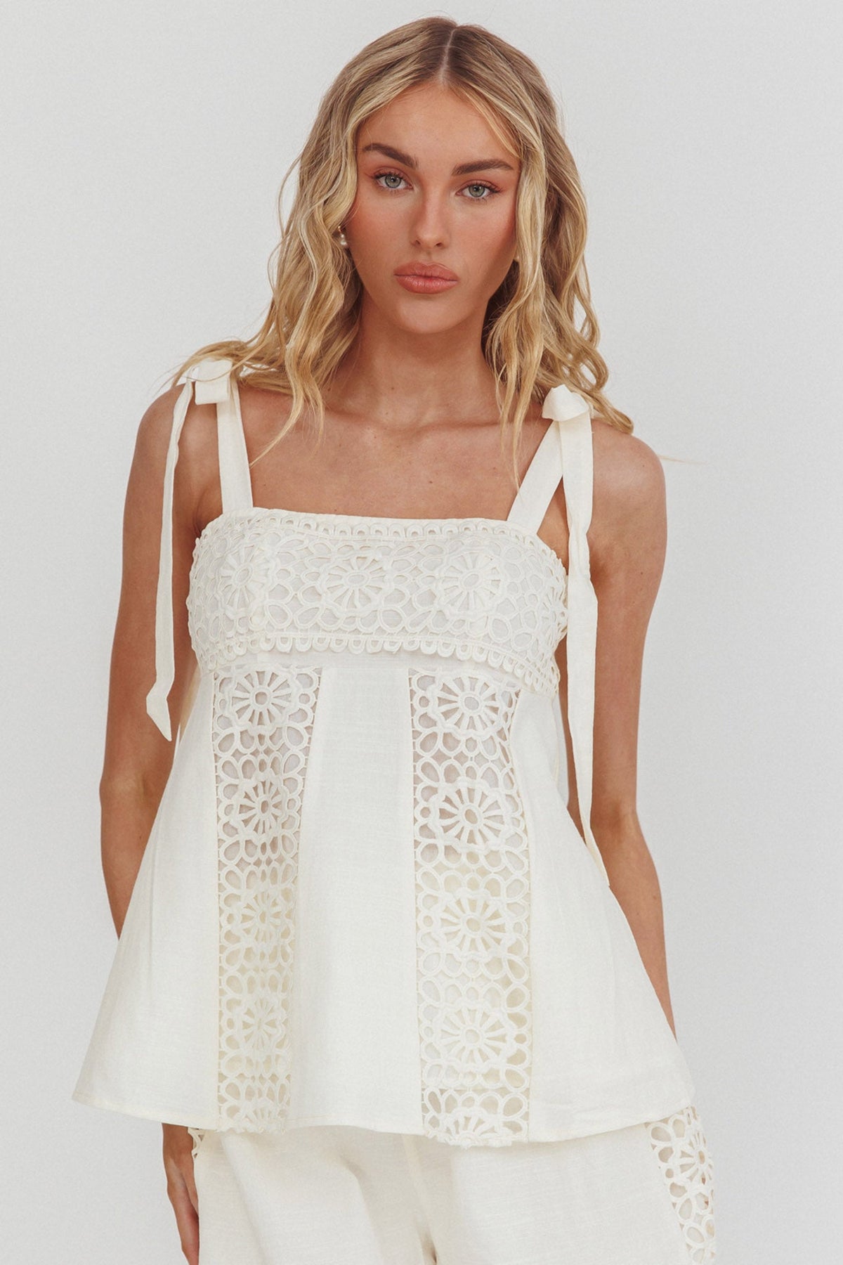 Baybreeze Tied Shoulder Top White