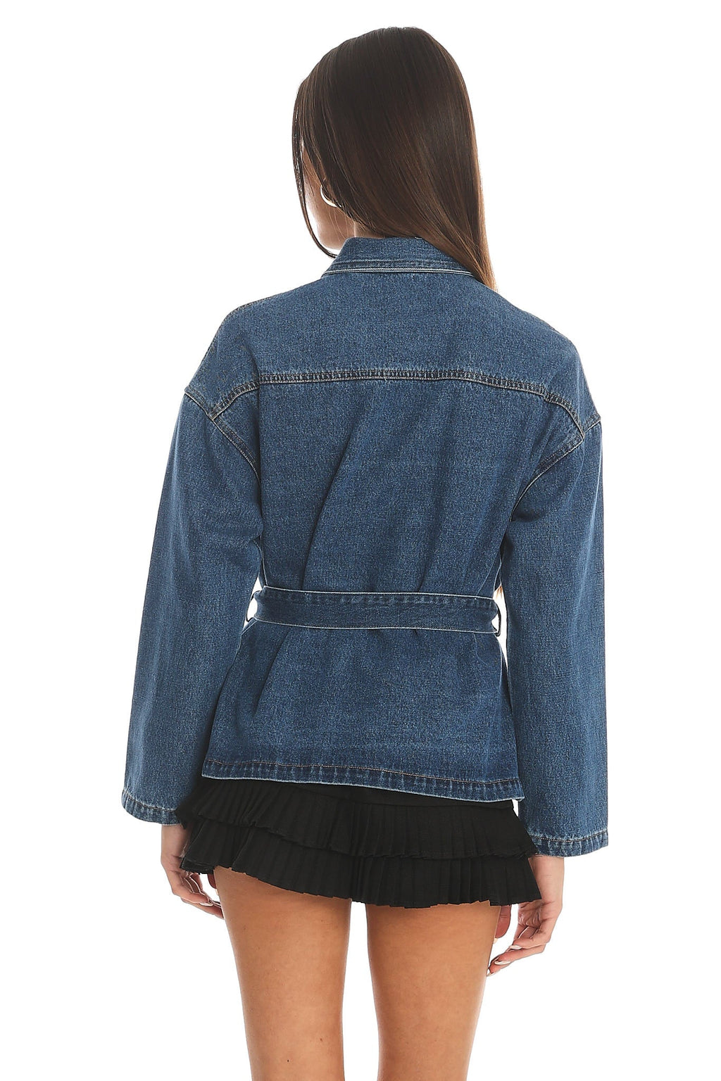 Atlassa Belted Shacket Denim Blue
