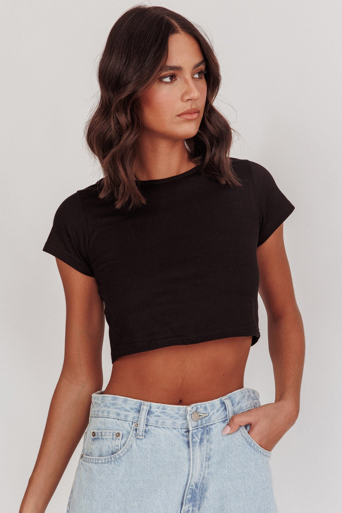 Olly Cropped Baby Tee Black