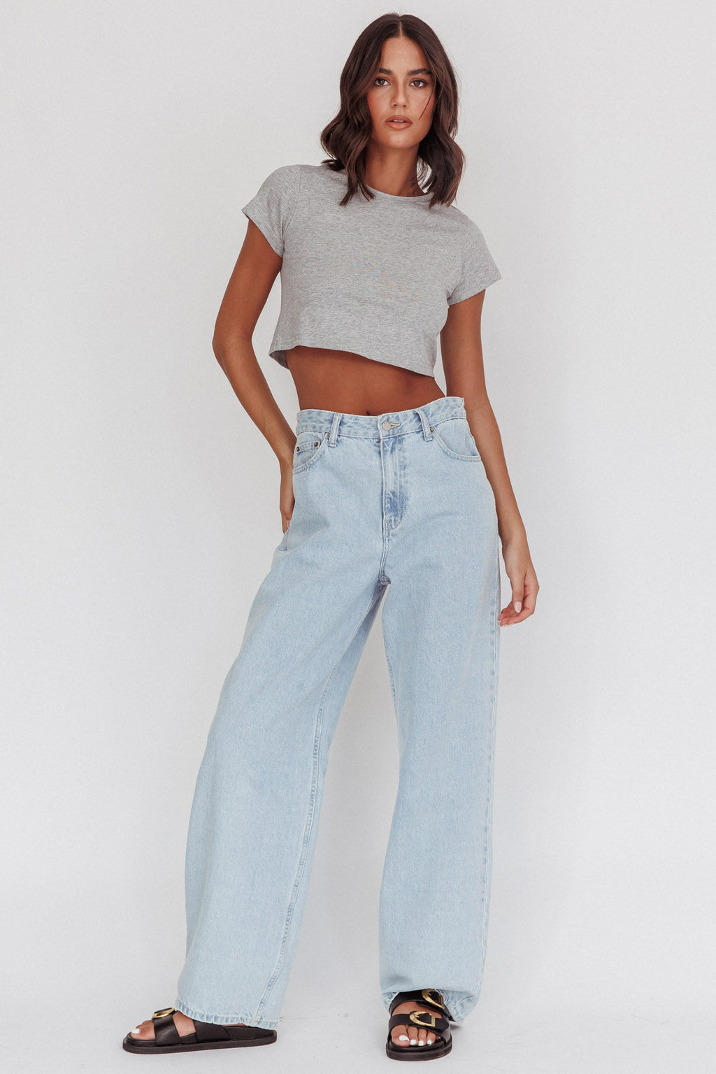 Olly Cropped Baby Tee Grey