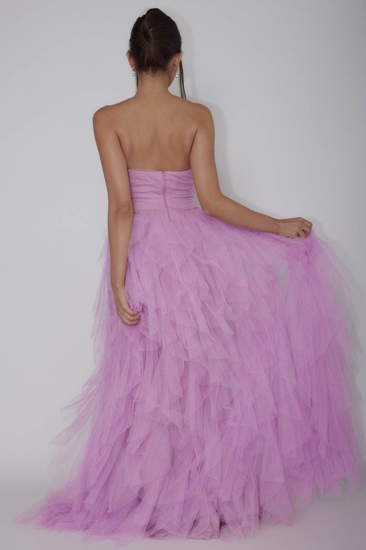 Rori Tulle Cascade Maxi Dress Orchid