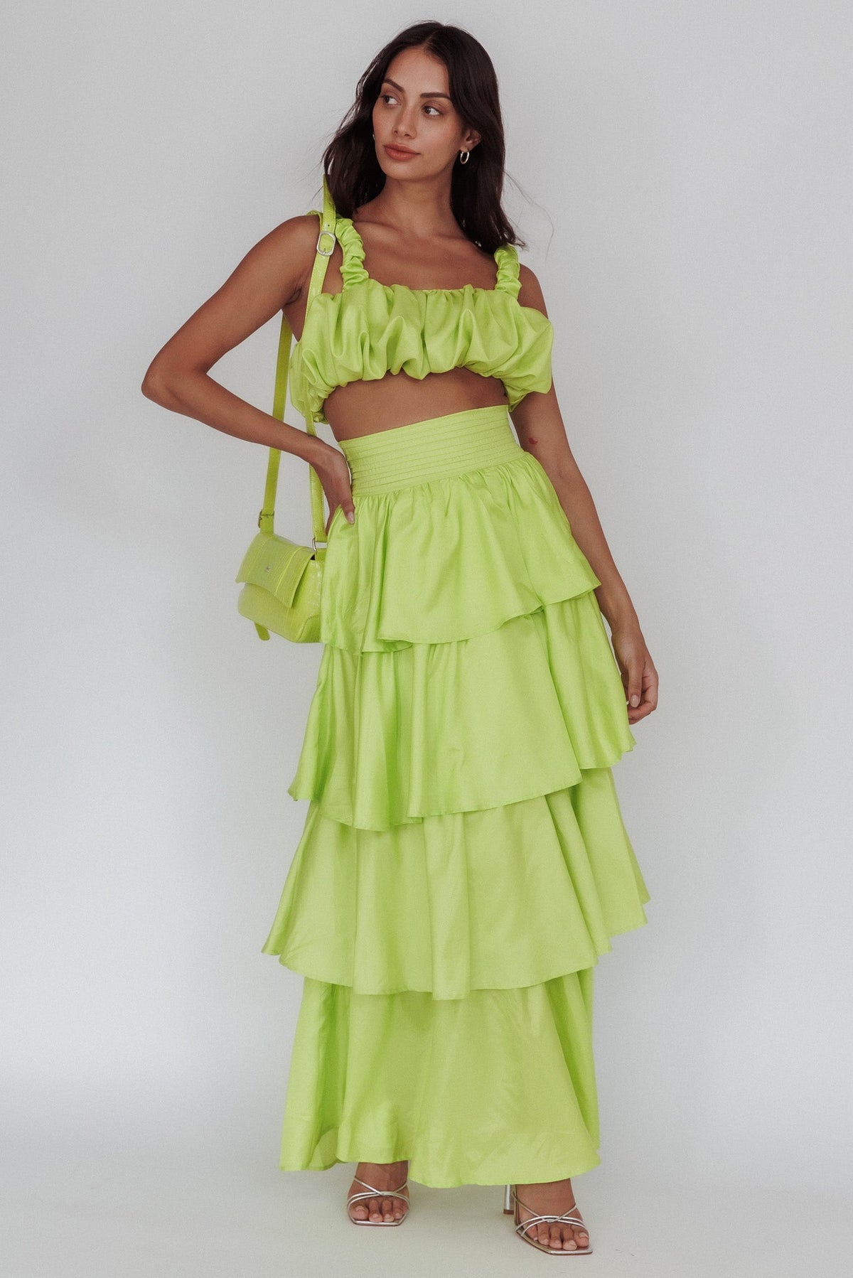 Sozo Bubble Crop Top Lime