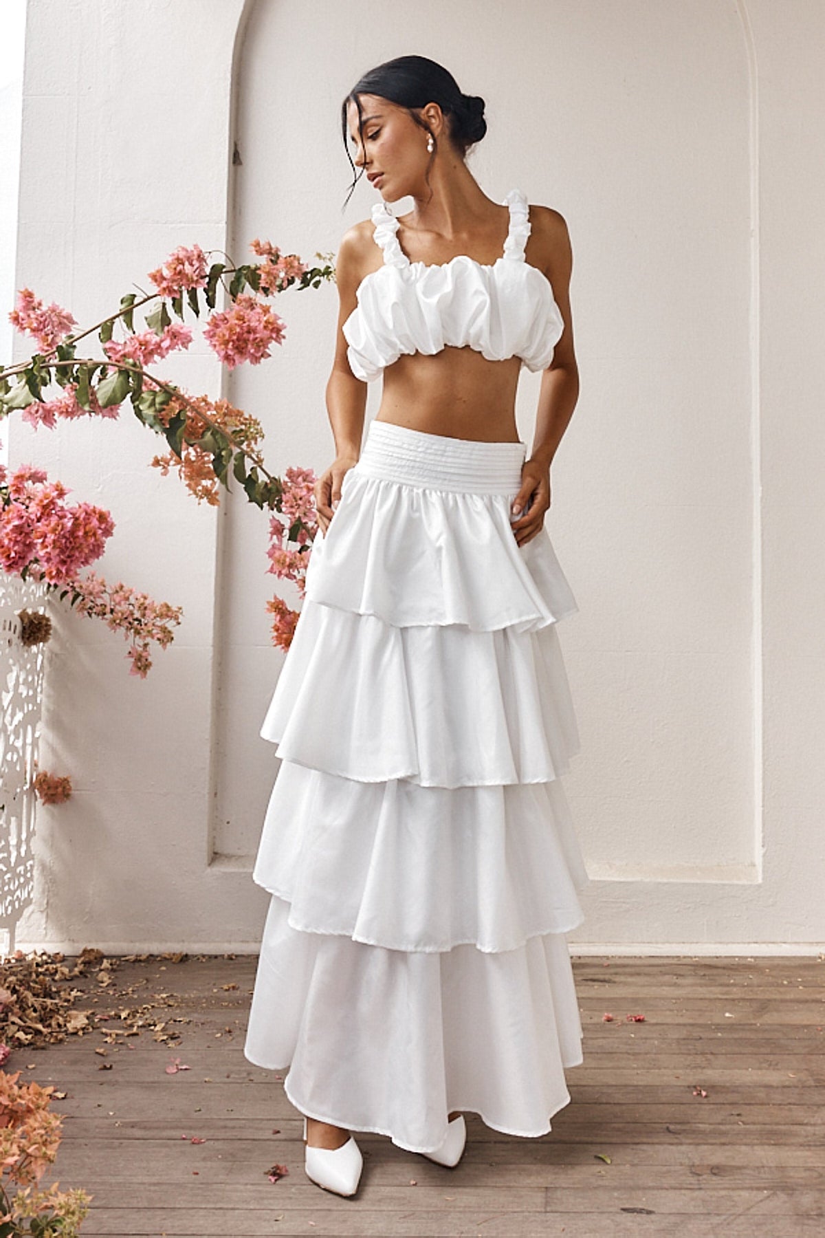 Sozo Bubble Crop Top Ivory