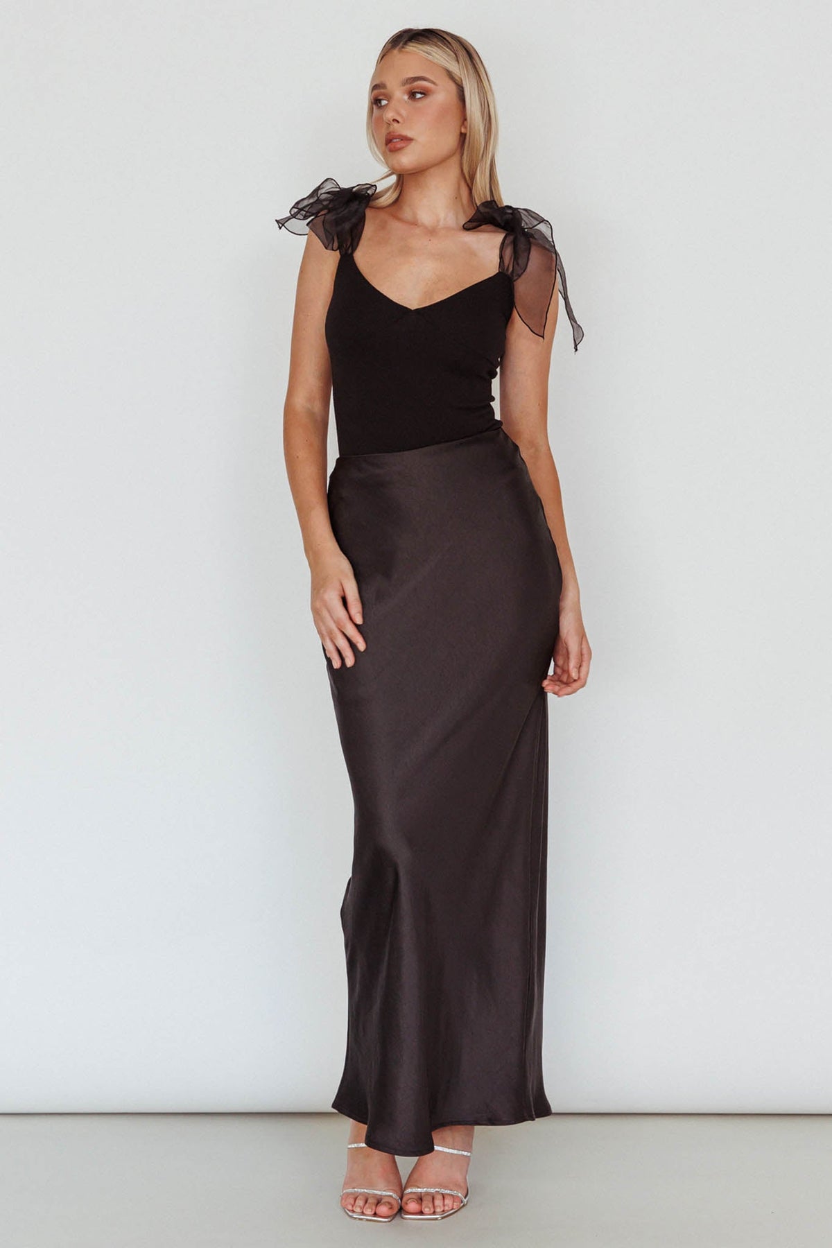 Midsomer Tied Shoulder Bodysuit Black