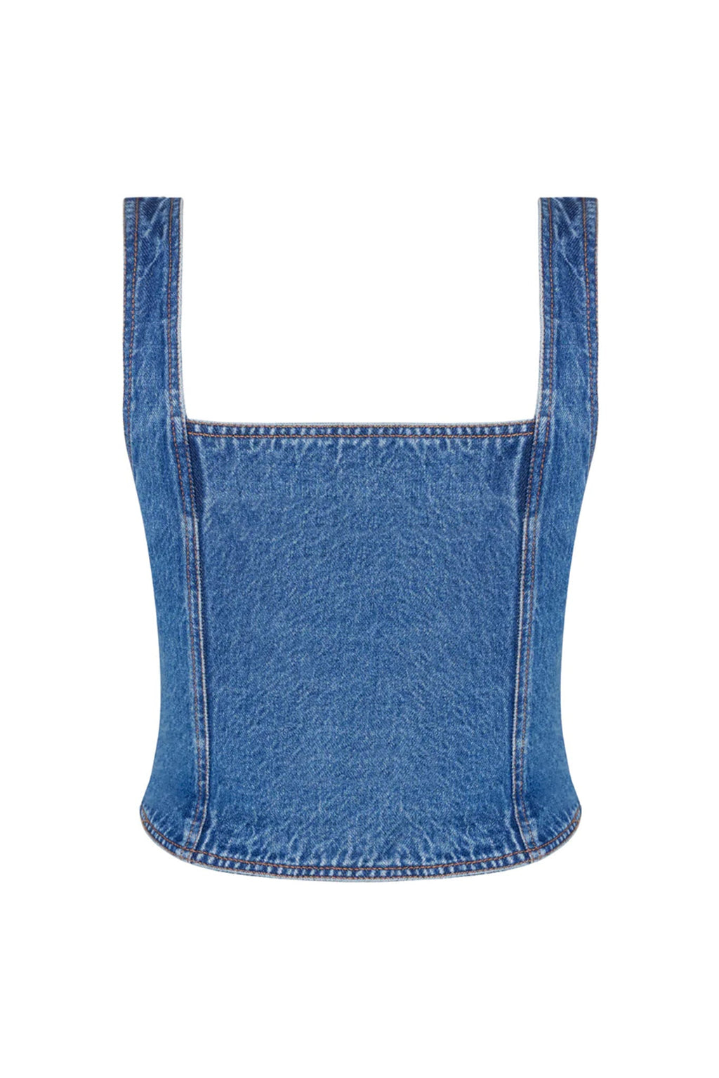 LIONESS After Hours Corset Top Blue Denim