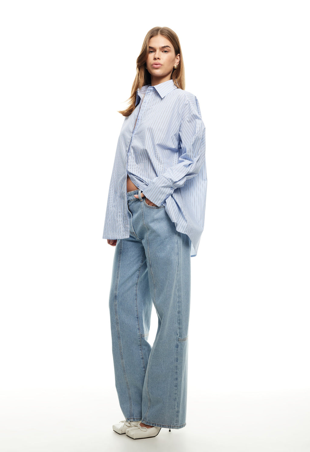 LIONESS Boyfriend Shirt Blue
