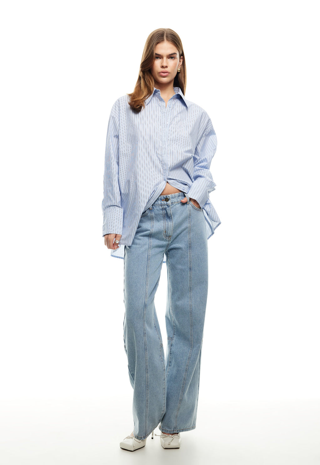 LIONESS Boyfriend Shirt Blue