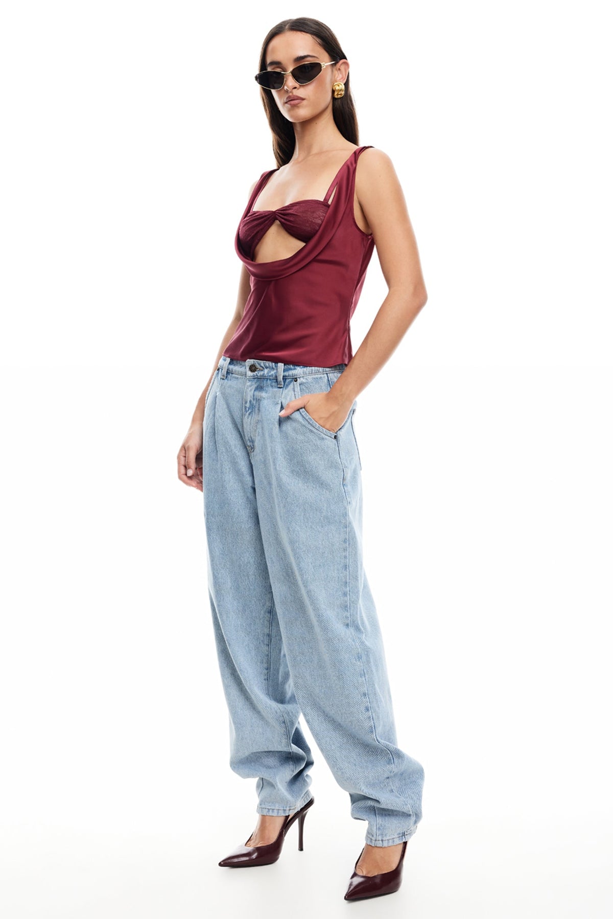 LIONESS Delilah Top Burgundy
