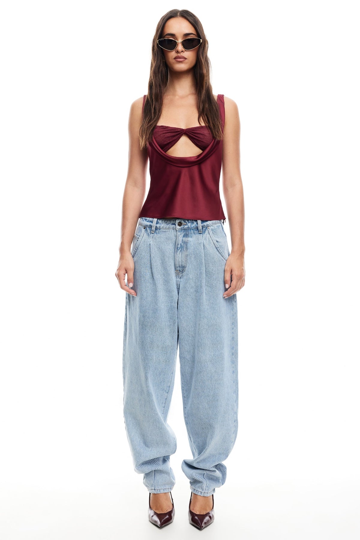 LIONESS Delilah Top Burgundy