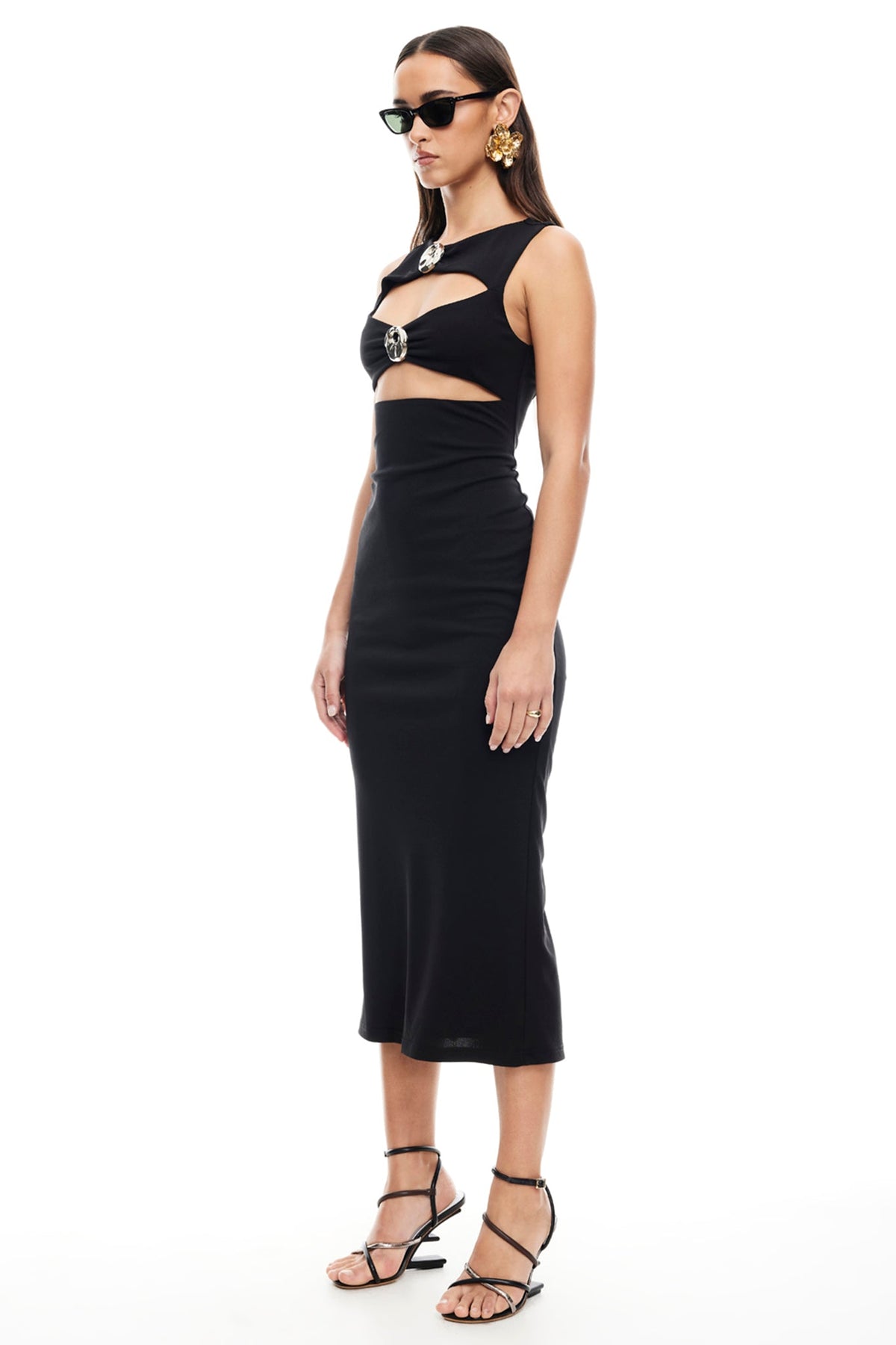 LIONESS After Hours Midi Dress Onyx