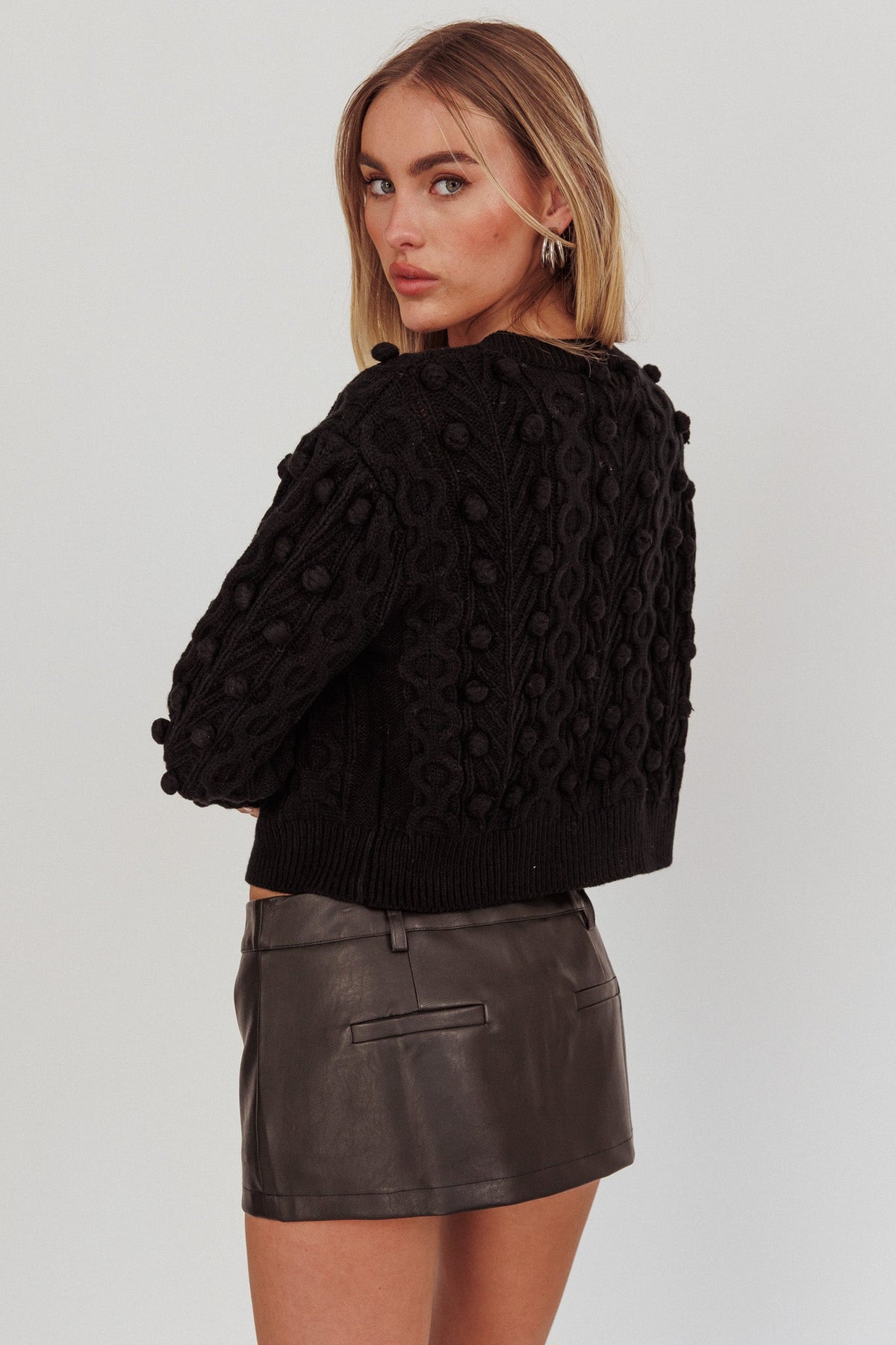 Tera Velvet Bow Cardigan Black