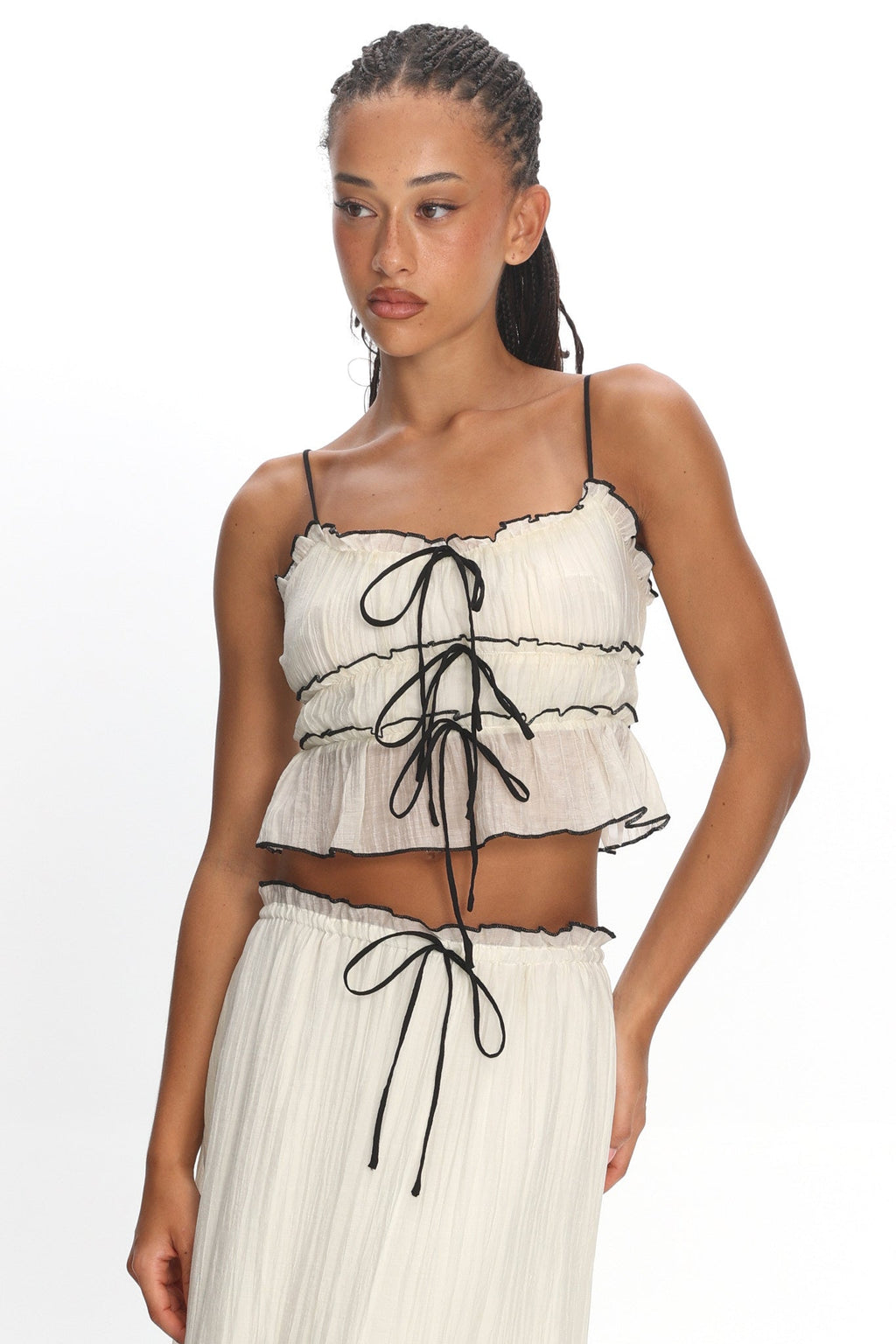 Maidens Tie Detail Overlock Top Cream