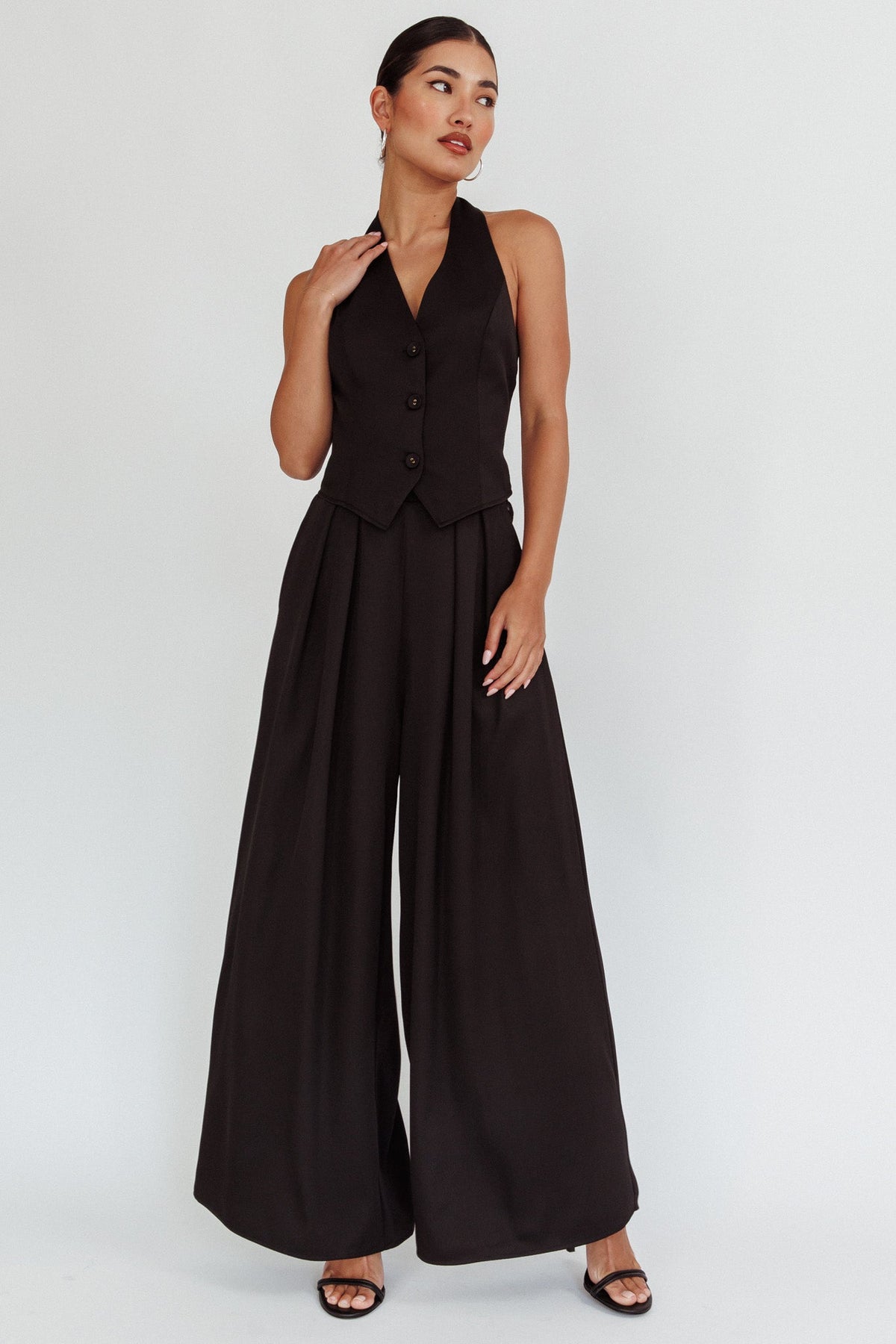 Tammi Halter Vest Top Black