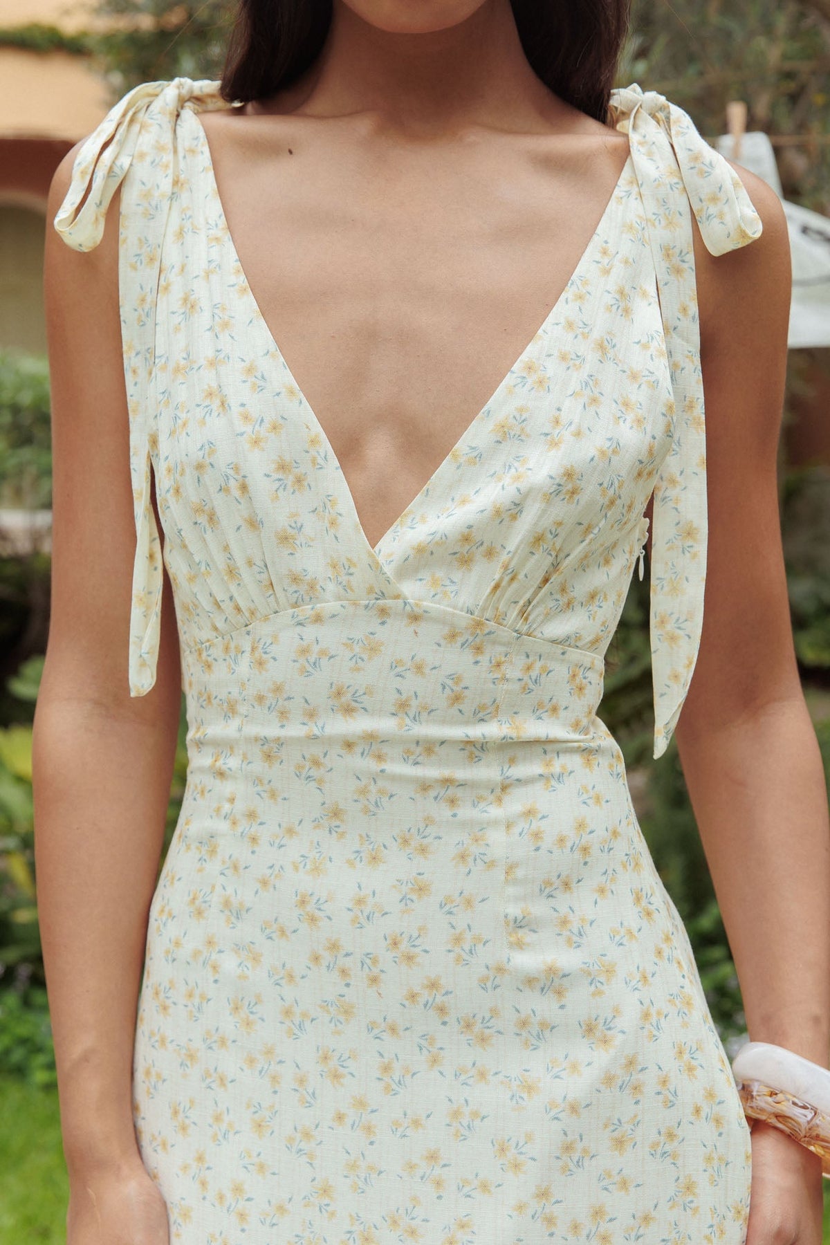 Manhattan Summer Tied Shoulder Maxi Dress Yellow