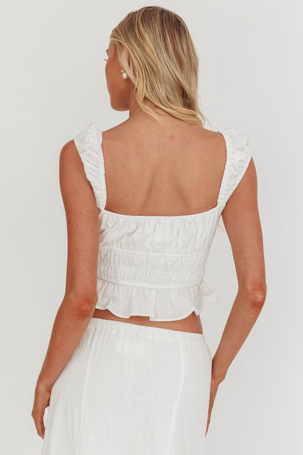 Liora Frill Bust Crop Top White