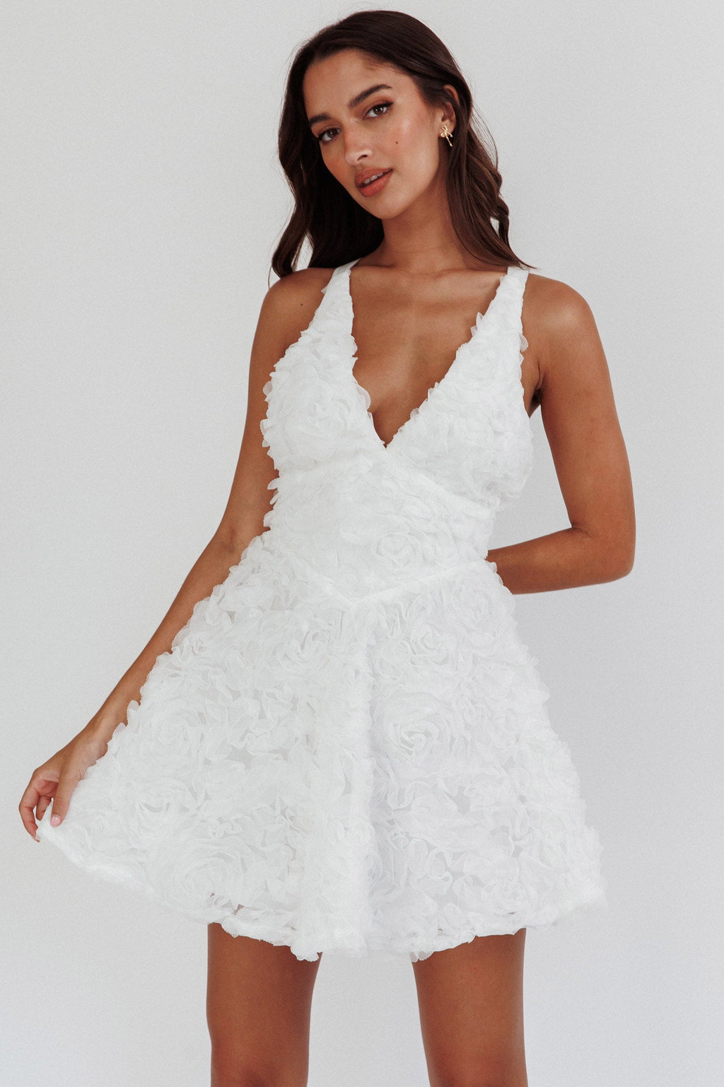 Lavalle Criss-Cross Embellished Mini Dress White