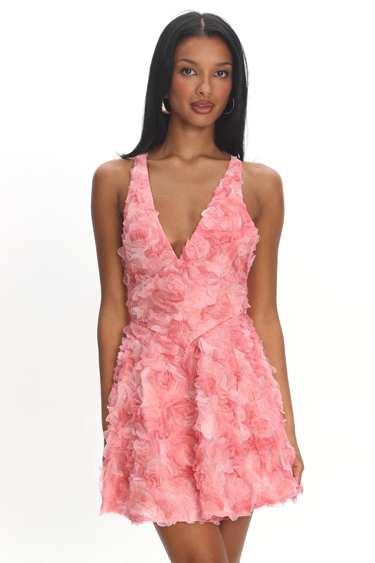 Lavalle Criss-Cross Embellished Mini Dress Pink