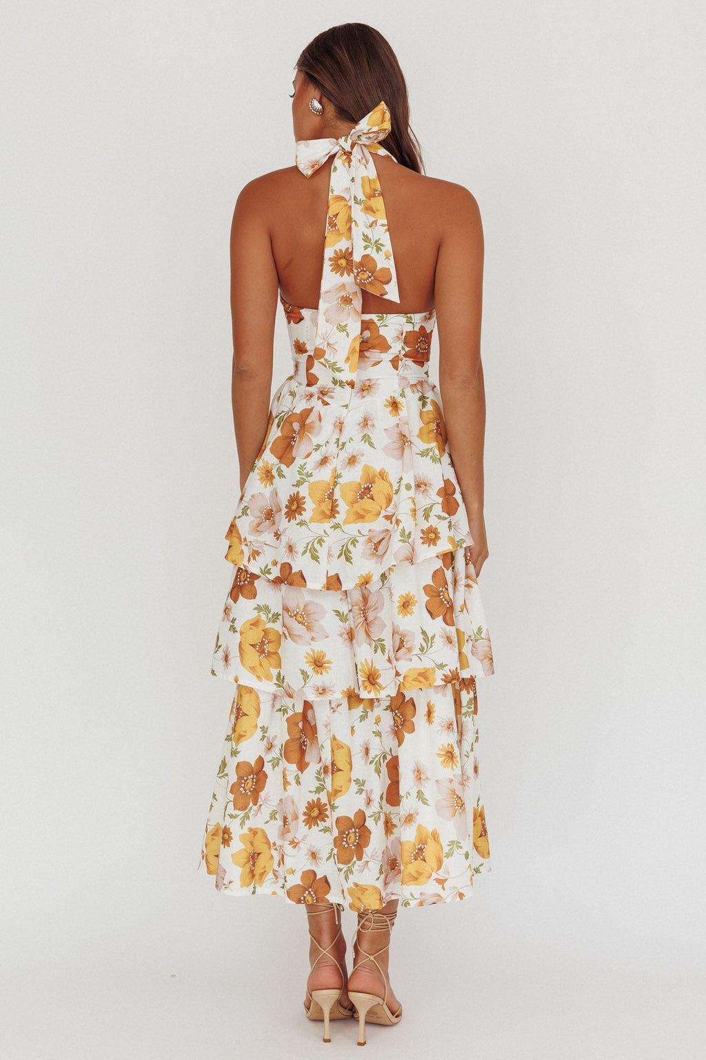Shaya Tiered Ruffle Maxi Dress Floral Yellow
