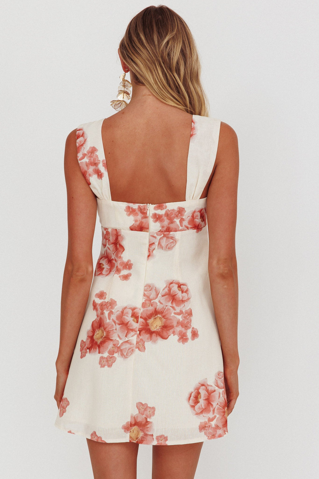 Dixon Pintuck Pleat Mini Dress Floral Beige