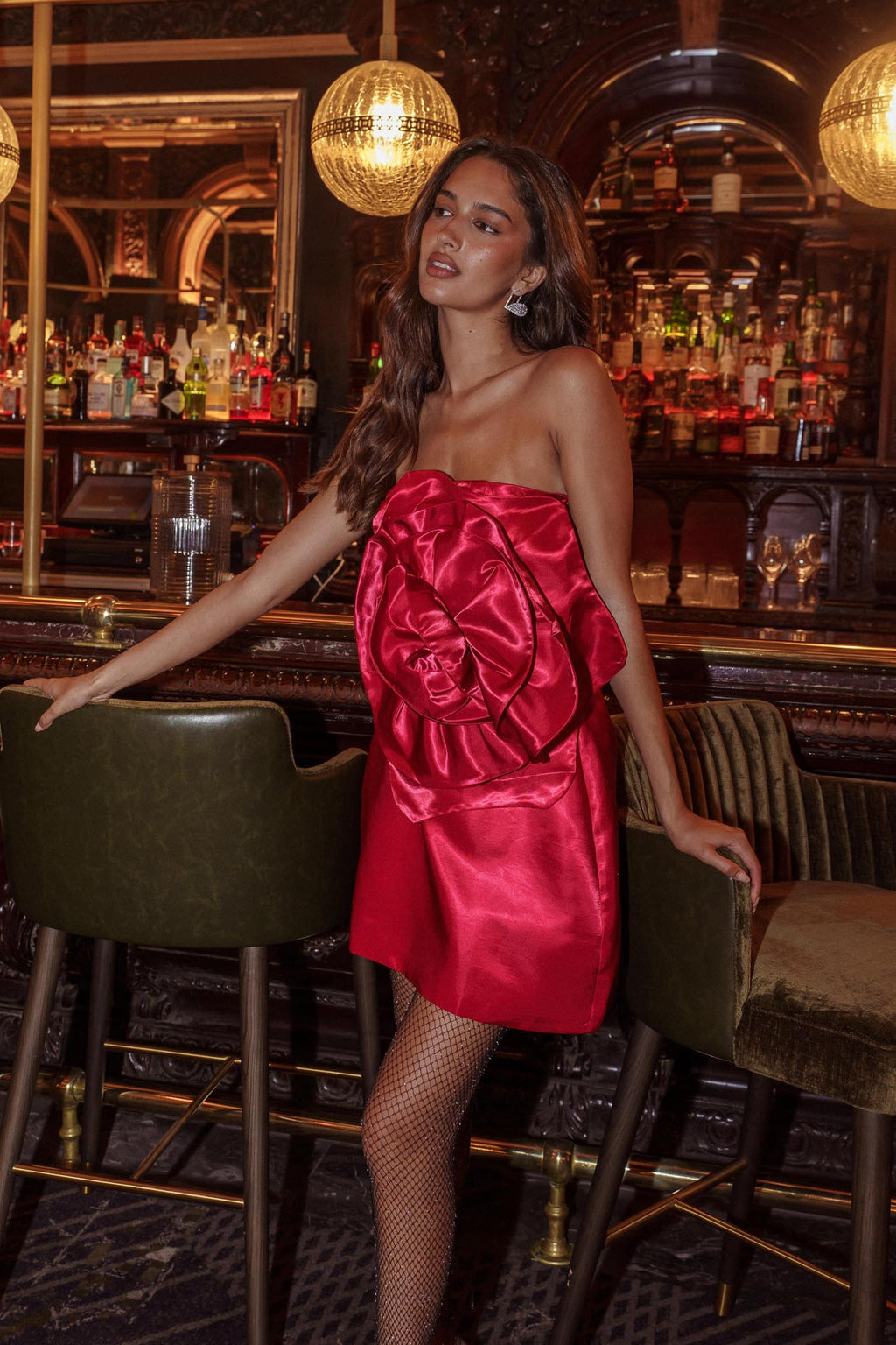 Count Down Rose Feature Strapless Top Red