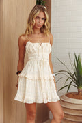Emotional Rollercoaster Frill Trim Mini Dress Oat