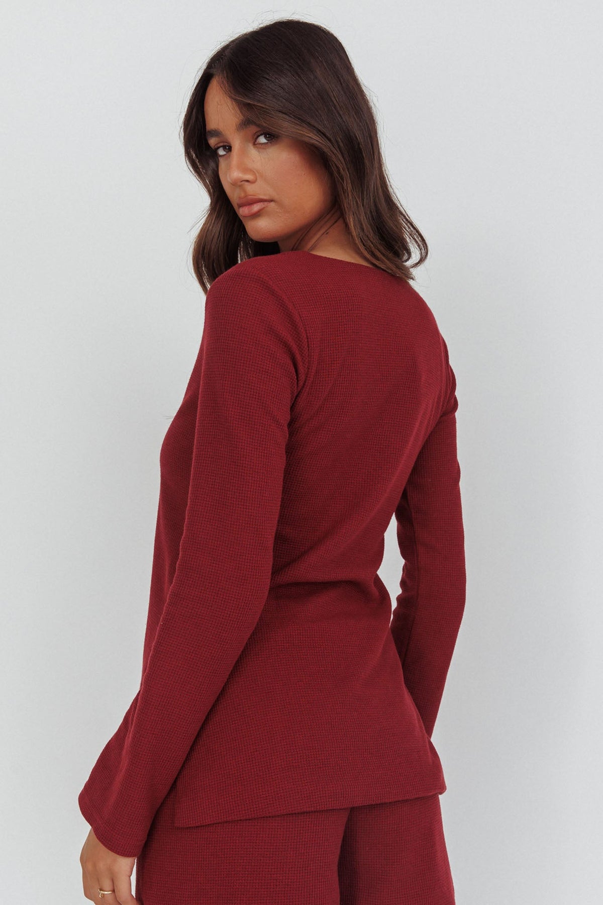 Ryder Tie Front Top Burgundy