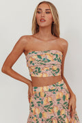 Ezmeralda Strapless Pleat Crop Top Lemon