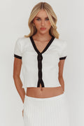 Yaeli Button-Up Knit Top White