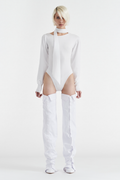 VIVIENNE LONG SLEEVE KNIT BODYSUIT - WHITE