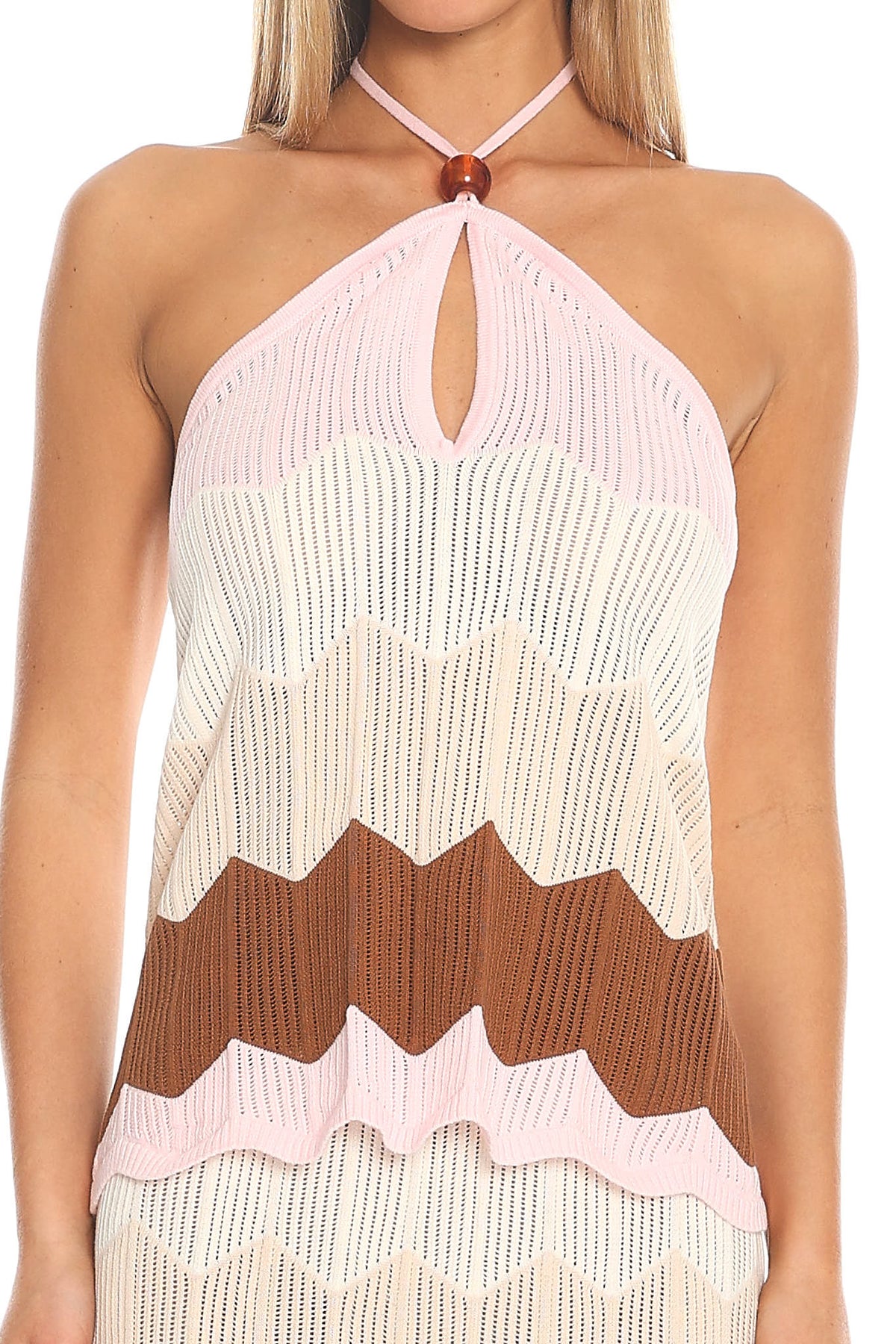 Melt Into You Chevron Knit Maxi Skirt Cream