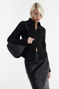 ZOE LONG SLEEVE COTTON BUTTON UP SHIRT - BLACK
