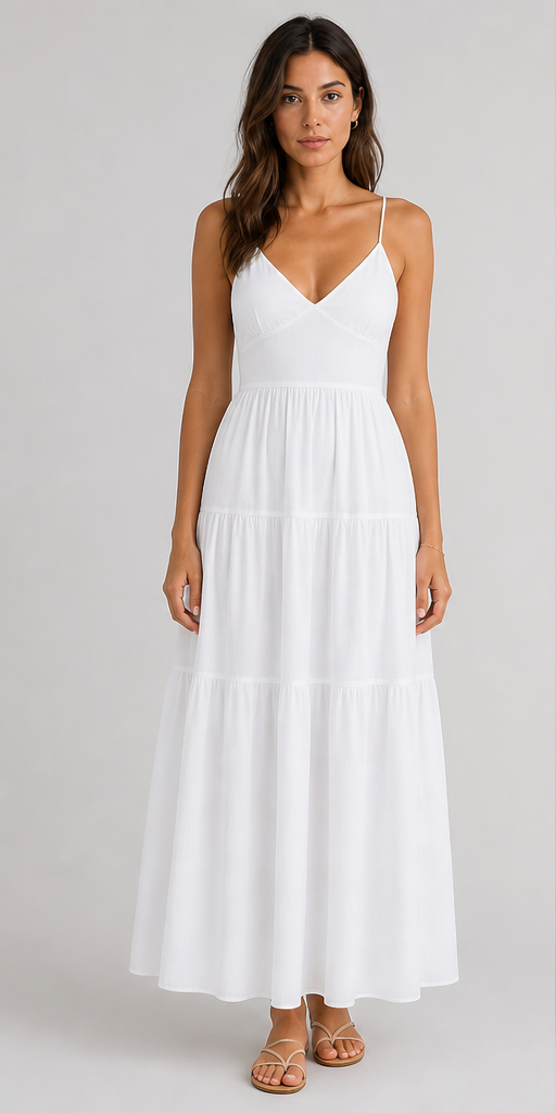 LADIESSTREETX Solenne Open-Back Tiered Maxi Dress