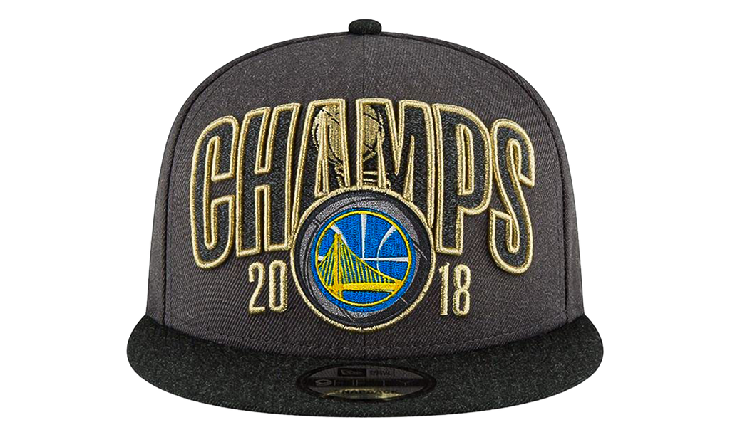 9FIFTY Golden State Warriors 2018 Finals Locker Room Snapback Hat Charcoal / Black - Brim / Grey Trophy - Under Brim NE692