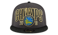 9FIFTY Golden State Warriors 2018 Finals Locker Room Snapback Hat Charcoal / Black - Brim / Grey Trophy - Under Brim NE692