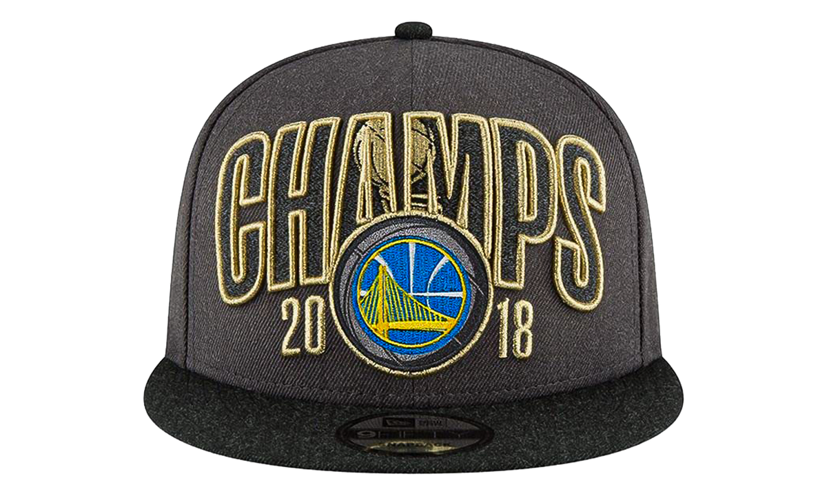 9FIFTY Golden State Warriors 2018 Finals Locker Room Snapback Hat Charcoal / Black - Brim / Grey Trophy - Under Brim NE692
